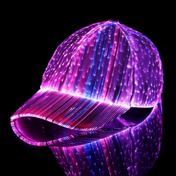 Luminous Baseball Cap New Breathable LED Light Fiber Fluorescent Cap Outdoor Sun-poof Peaked Cap Cross-border