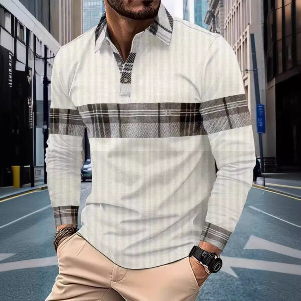 European And American Men's Casual Long Sleeve Color Matching - Image 2