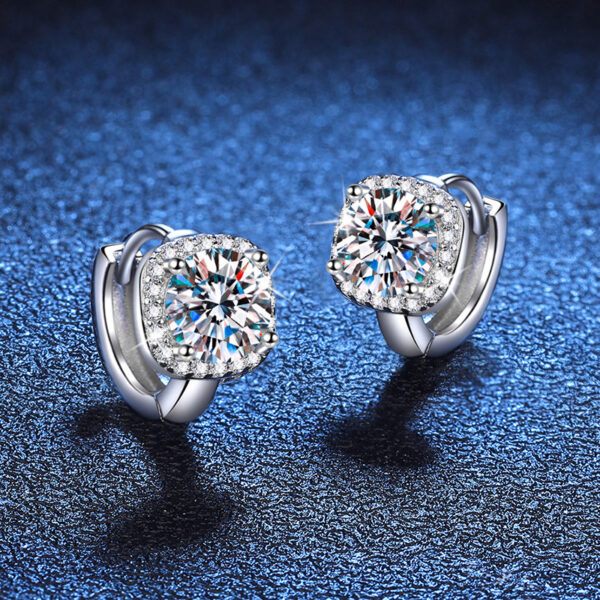 S925 Silver Moissanite Earrings Classic Elegant Square Bag - Image 5