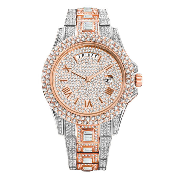 Outside The Watch Fashionable High-end Double Calendar Business Full Diamond Quartz - Image 9