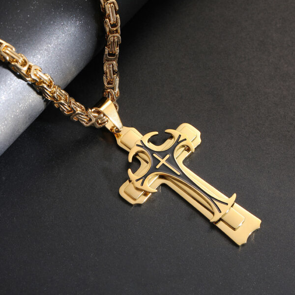 Fashion Jewelry Christian Trinity Latin Cross Necklace For Men Stainless Steel Three Layers Cross Pendants Necklaces Jewelry Gift - Image 5