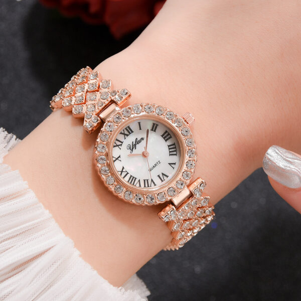 Exquisite Dial And Strap Full Of Diamonds Ancient Roman Scale Women's Watch - Image 8