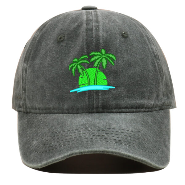 Coconut Embroidery Pattern Washed Old Soft Top Baseball Cap - Image 8