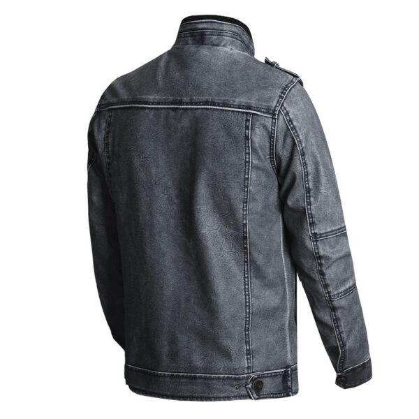 Thick PU Leather Coat Men's Fashion Casual - Image 5