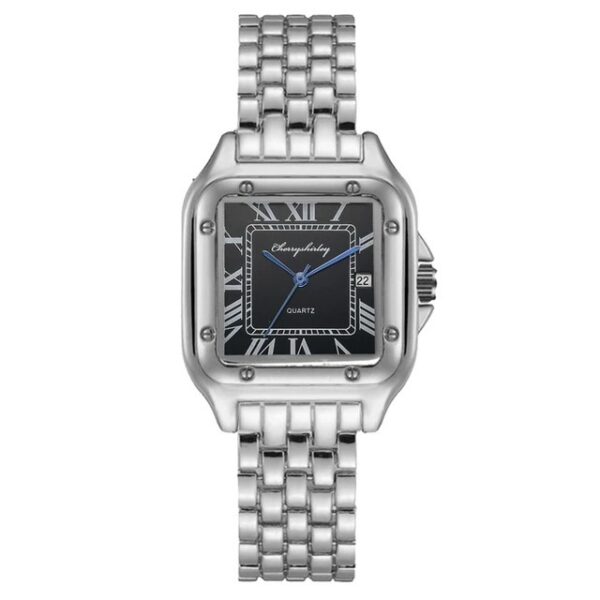 Fashion Stainless Steel Square Simple Design Couple Quartz Watch - Image 2