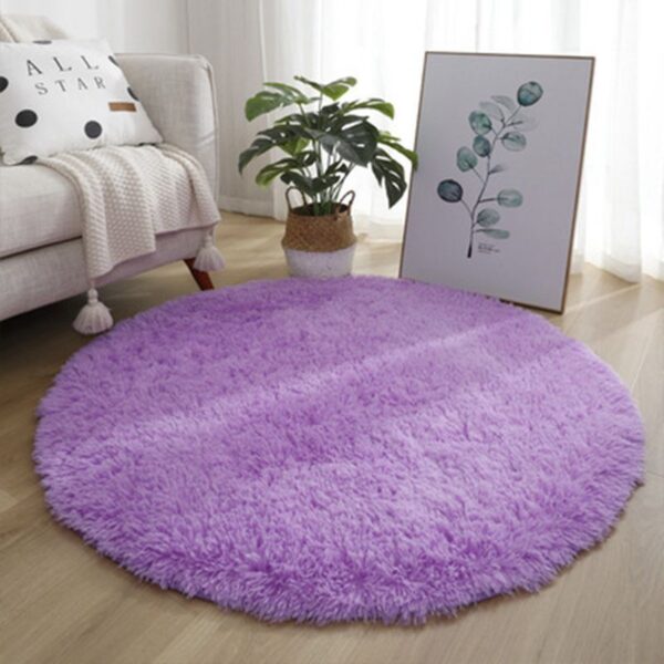 Tie Dye Silk Carpet Long Hair Round Bedroom Thickened Floor Mat - Image 5