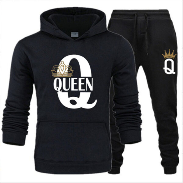 New Men's Sweater KING QUEEN Loose Casual Hooded Printed Couple Suit - Image 2