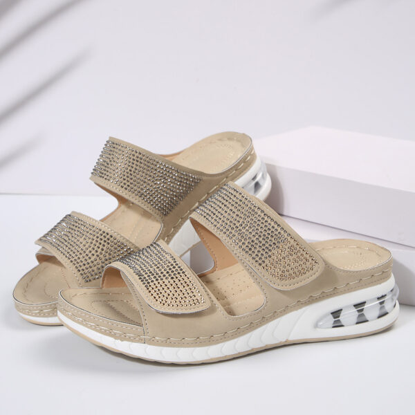 New Air Cushion Wedges Sandals Summer Casual Rhinestone Slides Roman Sandals For Women Non-slip Beach Shoes - Image 9