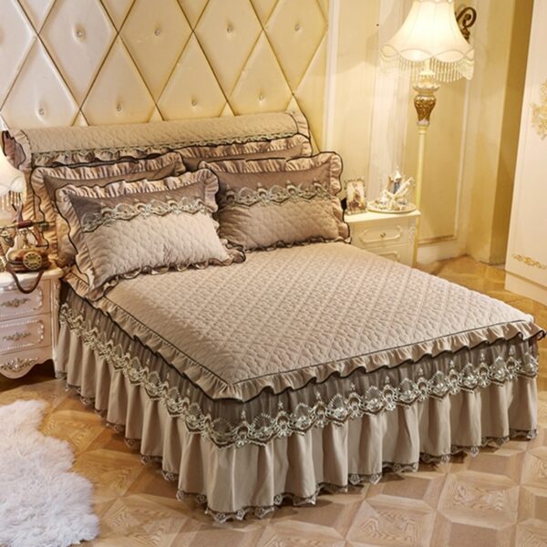 Quilted Lace Bed Skirt Thickened Plus Cotton Bedspread Single Piece Simmons Bed Cover Bed Circumference 1.8m Bed - Image 4