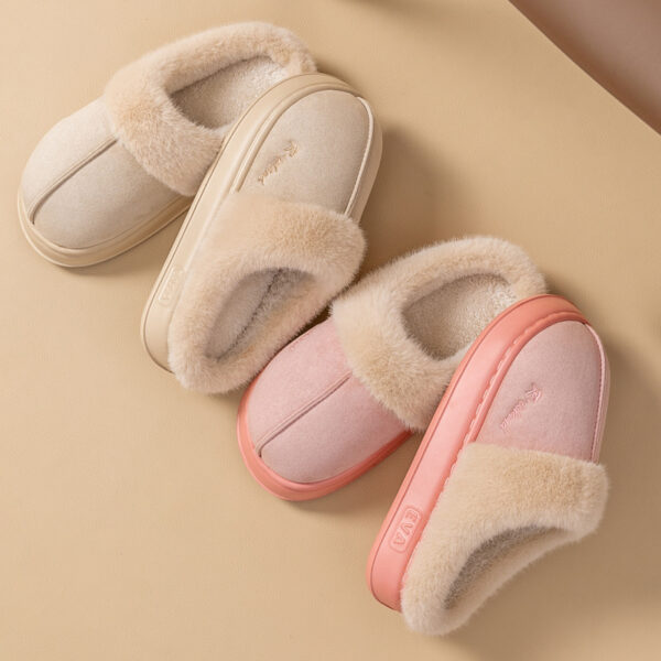 New Winter Cosy Warm Couple Style Concise Fluffy Slippers Women Men Non-slip Soft Slides Indoor Mule Ladies' Home Cotton Shoes - Image 2