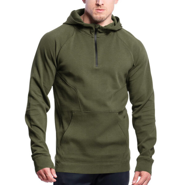 Cross-border Ebay New Long Sleeve Sweater Leisure Pullover Hooded Half Zipper Block Brushed Hoody Men - Image 4