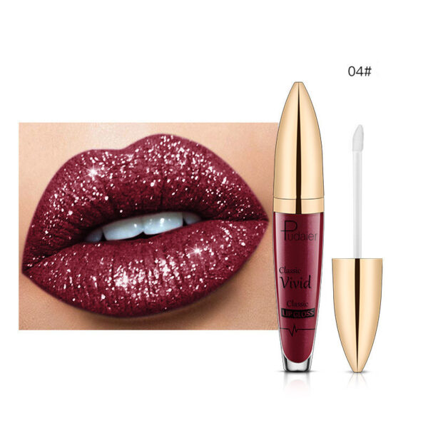 Pudaier Sip Glitter Flip Matte Shimmer Lip Gloss No Stain On Cup Diamond Lipstick - Image 8