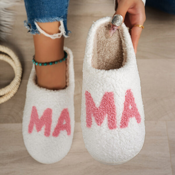 Warm And Cozy MAMA Christmas Gift Plush Cotton Slippers Thick Non-Slip Sole Indoor Slippers Shoes