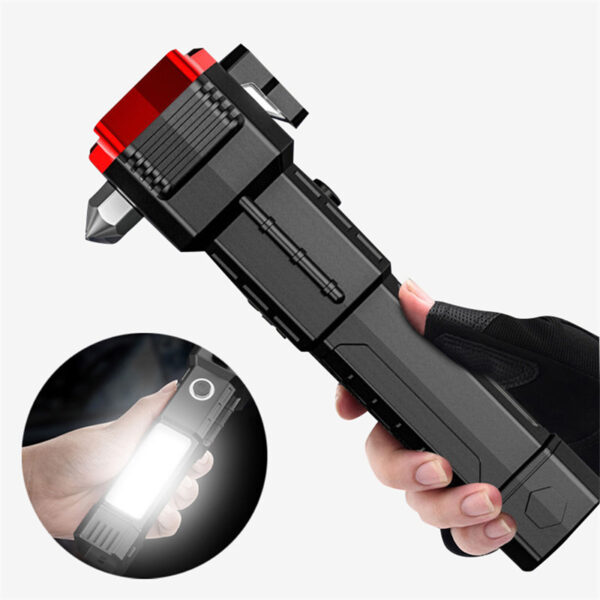 Car Safety Hammer Multifunctional Charging Power Work Light Emergency Fire Self-rescue Breaking Window Self-defense Flashlight - Image 9