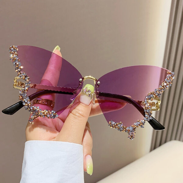 Luxury Diamond Butterfly Sunglasses Women Brand Y2K Vintage Rimless Oversized Sun Glasses Ladies Eyewear Shades - Image 4