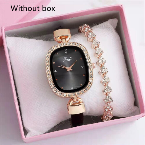 Women's Watch Bracelet Suit Two-piece Women's Quartz Watch Diamond Rhinestone Thin Belt Fashion Watch - Image 6