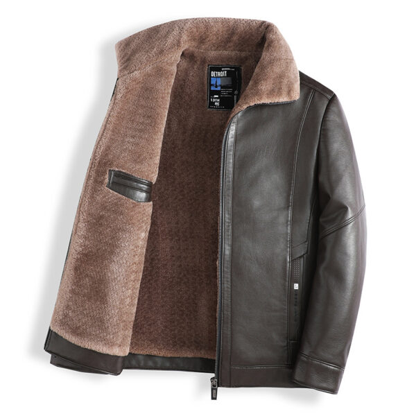 Plush Thick Leather Men's Free Care Jacket - Image 2