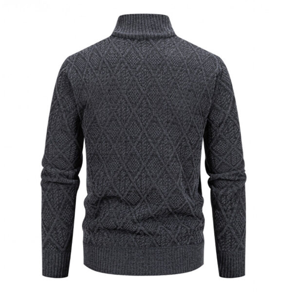 2024 Fall Winter Men Fleece-lined Thickening Stand Collar Sweater Korean Style Casual Zipper Sweater Coat - Image 6