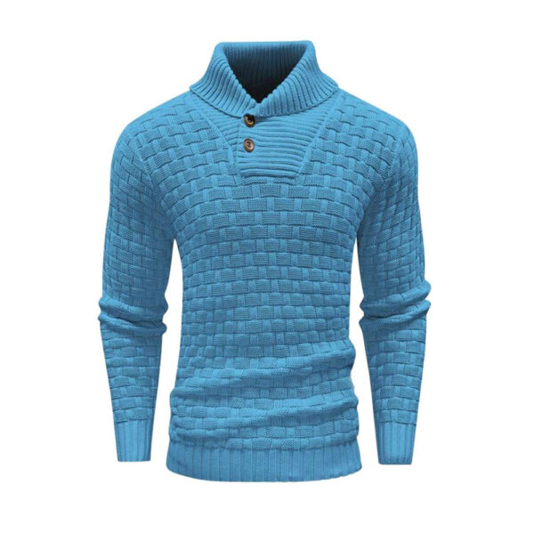 Men's Slim Turtleneck Sweater With Button Design Fashion Casual Solid Color Pullover Top Clothing - Image 10