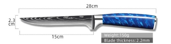 8-inch Chef Knife with Blue Resin Handle - Image 6