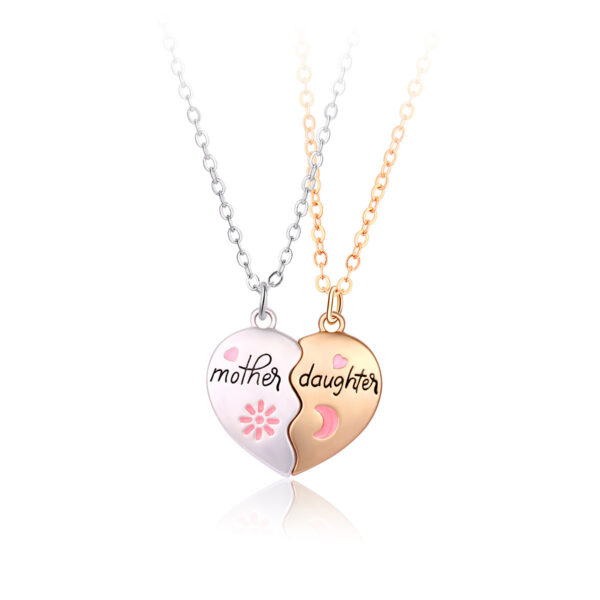 2PCS Set Jewelry Mother Daughter Necklace Matching Heart Magnetic Pendant Fashion Gifts For Mother's Day - Image 2