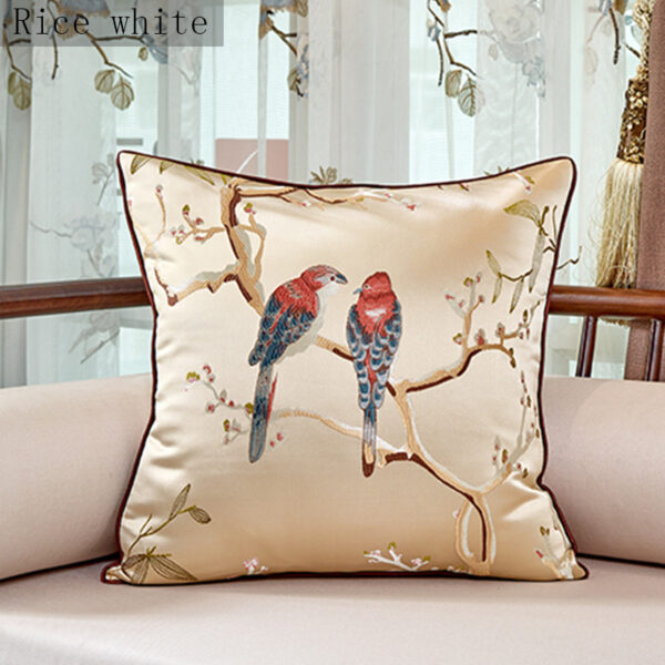 Chinese Throw Pillow Flower And Bird Jacquard Style Chair Cushion Cushion - Image 4