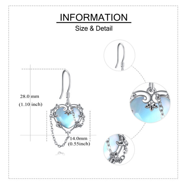 Witches Heart Moonstone Earrings 925 Sterling Silver Jewelry for Women - Image 2