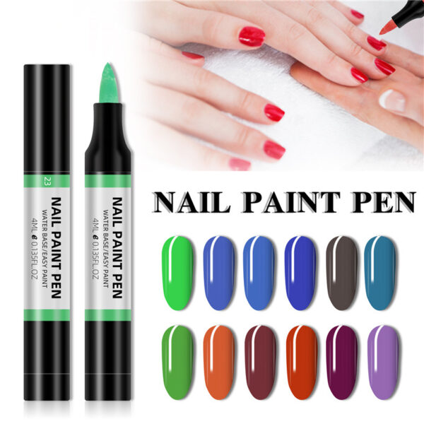 24 Color Nail Polish Painting Pen 3D Painting Flower Pen Drawing Nail Point Flower Pen Water-based Tasteless Nail Polish Pen - Image 3