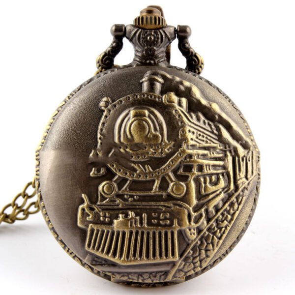 Hollow Train Head Large Classic Version Nostalgic Quartz Pocket Watch - Image 6