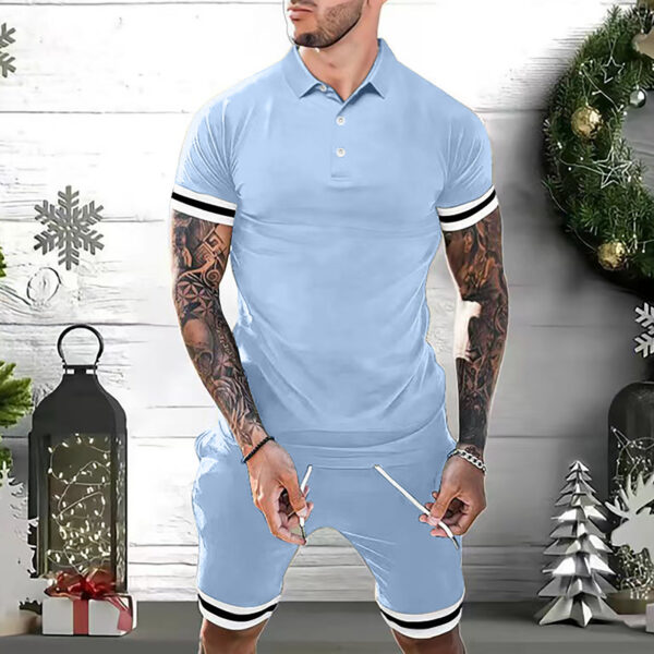 Mens Short Sets 2 Piece Outfits Polo Shirt Fashion Summer Tracksuits Casual Set Short Sleeve And Shorts Set For Men - Image 4