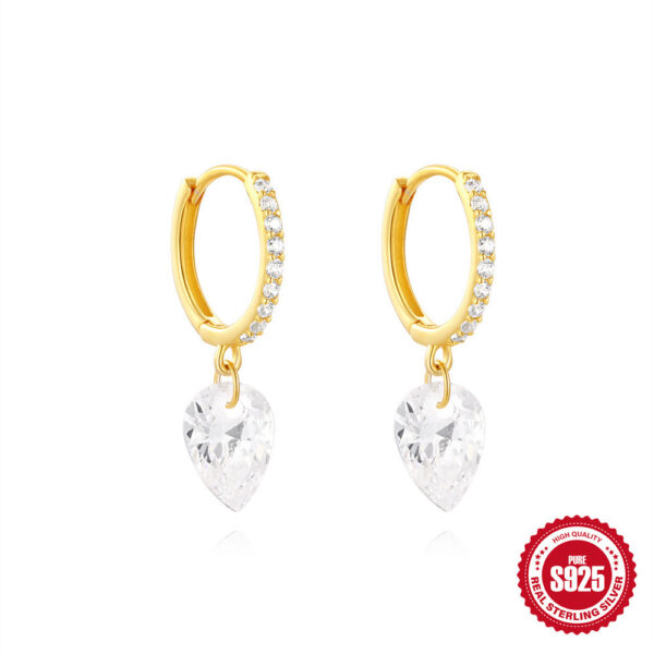 S925 Sterling Silver Classic Diamond Eardrop Earring - Image 7