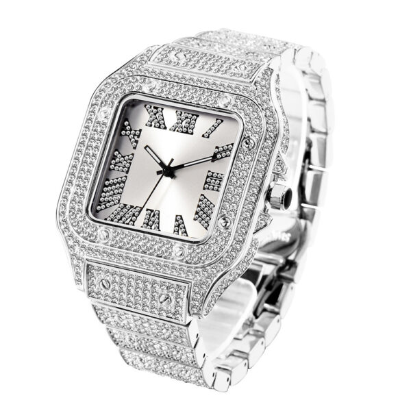 Fashion Hip Hop Diamond Full Diamond Square Men's Watch - Image 9