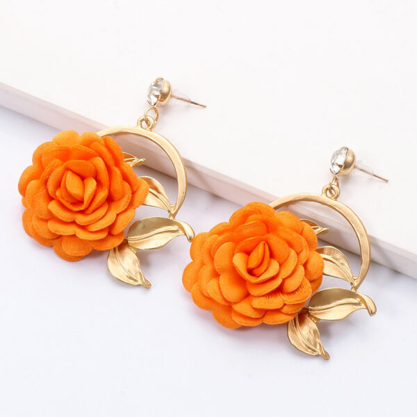 Ear Hanging Cloth Flower Earrings - Image 7