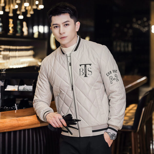 Men's Baseball Collar Slim-fit Youth Embroidered Cotton-padded Jacket - Image 5