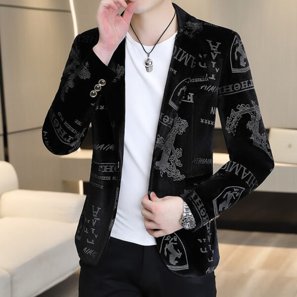 Gold Velvet Bronzing Suit Men's Coat - Image 6