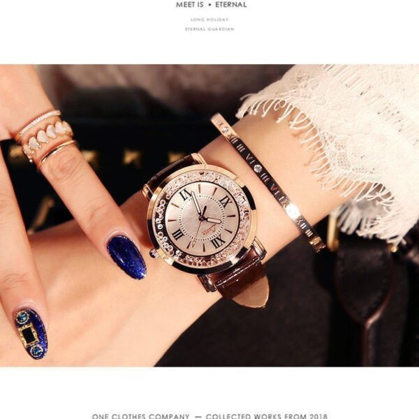 Mobile rhinestone women's watch Korean fashion trend student retro belt watch quartz watch - Image 4