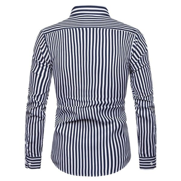 Men's Long-sleeved Slim Casual Striped Shirt - Image 6