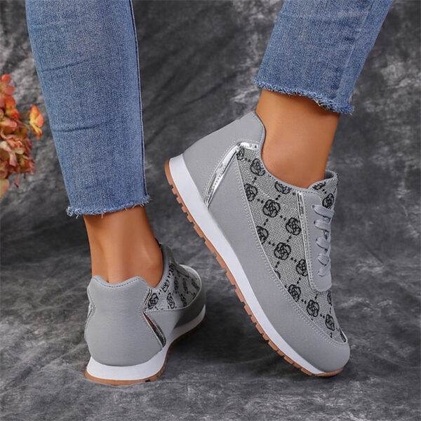 Flower Print Lace-up Sneakers Casual Fashion Lightweight Breathable Walking Running Sports Shoes Women Flats - Image 3