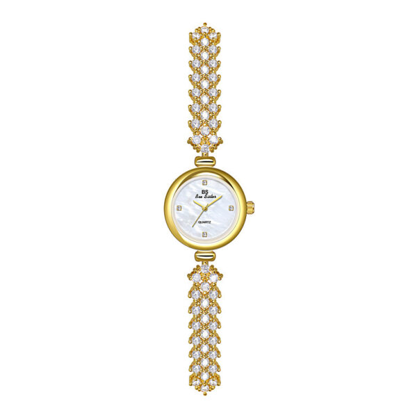 Mermaid Light Luxury Diamond Small Gold And Silver Chain Watch - Image 4