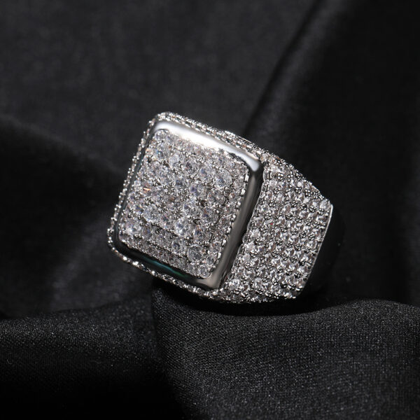 Retro Large Square Ring Copper Inlaid Zircon - Image 5