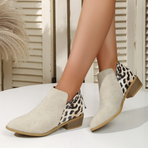 Fashion Leopard Print Boots Women Pointed Toe Chunky Heel Back Zipper Shoes - Image 8