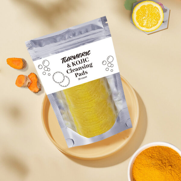 Turmeric Exfoliating Cleansing Pads Compressed Facial Sponges Skin Care Tools For Face Clogged Pores Excess Oil Cleansing - Image 3