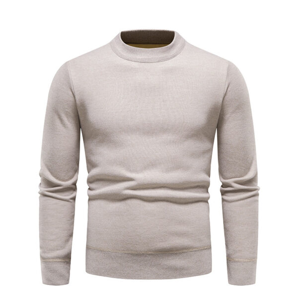 Sweater Men's Fleece-lined Thick Round Neck Sweater - Image 10