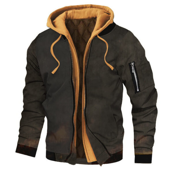 Autumn And Winter Thick Plus Size Men's Solid Color Hooded Jacket - Image 10