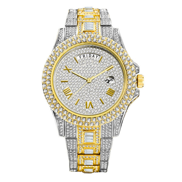 Outside The Watch Fashionable High-end Double Calendar Business Full Diamond Quartz - Image 7