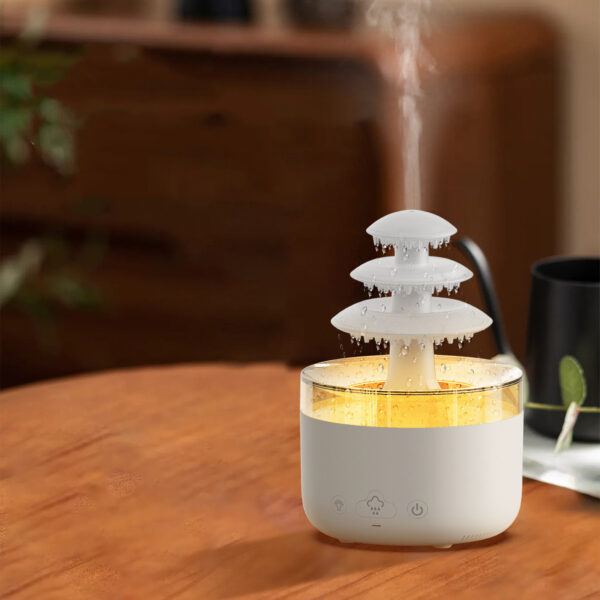 New Cloud Rain Air Humidifier Essential Oil Aromatherapy Diffuser USB Mute Mist Air Humidifier With Colorful Light - Image 7