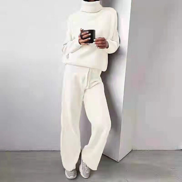 Casual Fashion Suits For Women Turtleneck Sweater And Drawstring Straight Pants - Image 7