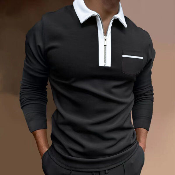 Fashion Slim Fit Pocket Long Sleeve Men's T-shirt - Image 3