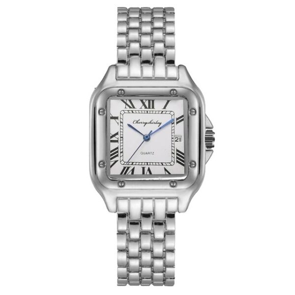 Fashion Stainless Steel Square Simple Design Couple Quartz Watch - Image 3