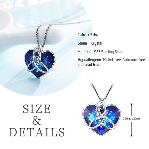 925 Sterling Silver Irish Celtic Knot Love Heart Pendant With Crystal Mother Jewelry - Image 4